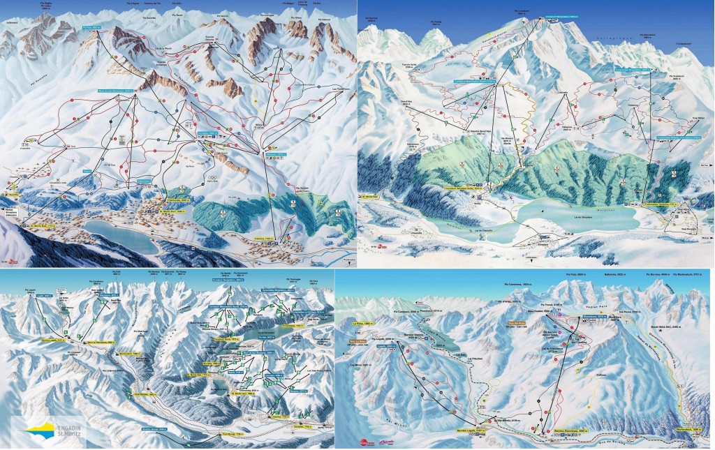 Cartina e mappa delle piste di Corvatsch - Furtschellas - Silvaplana