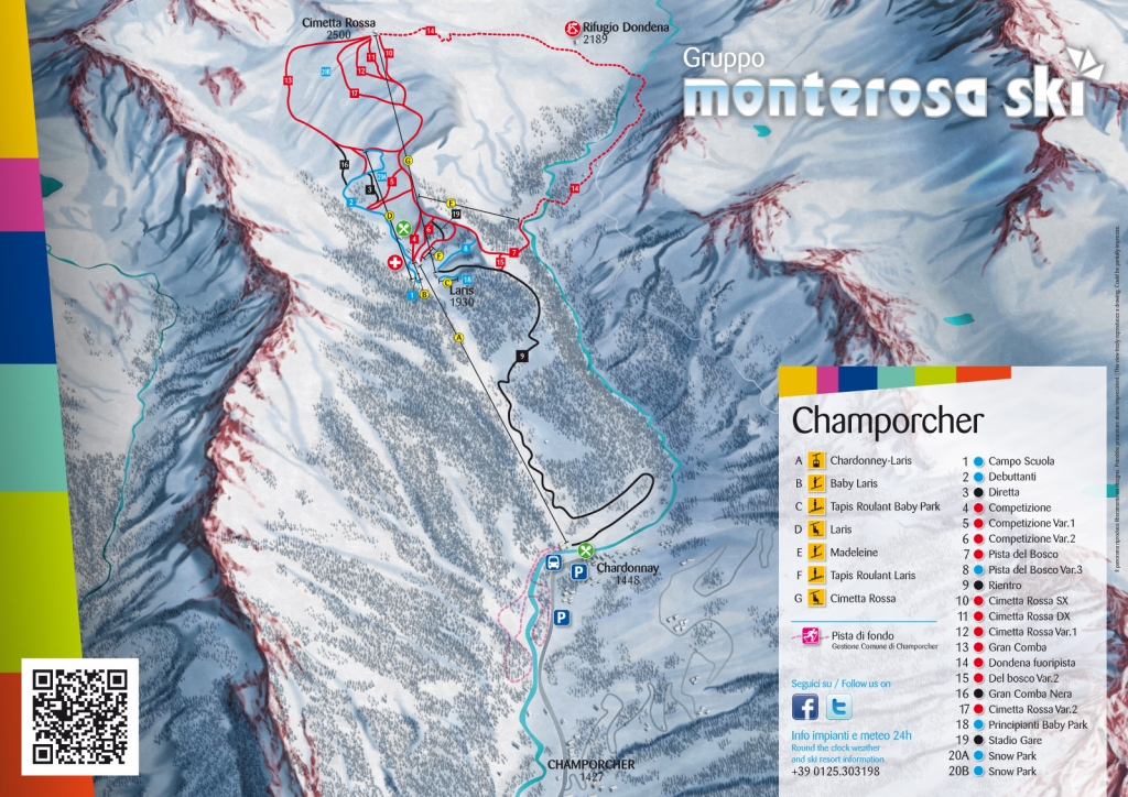 Cartina e mappa delle piste di Champorcher