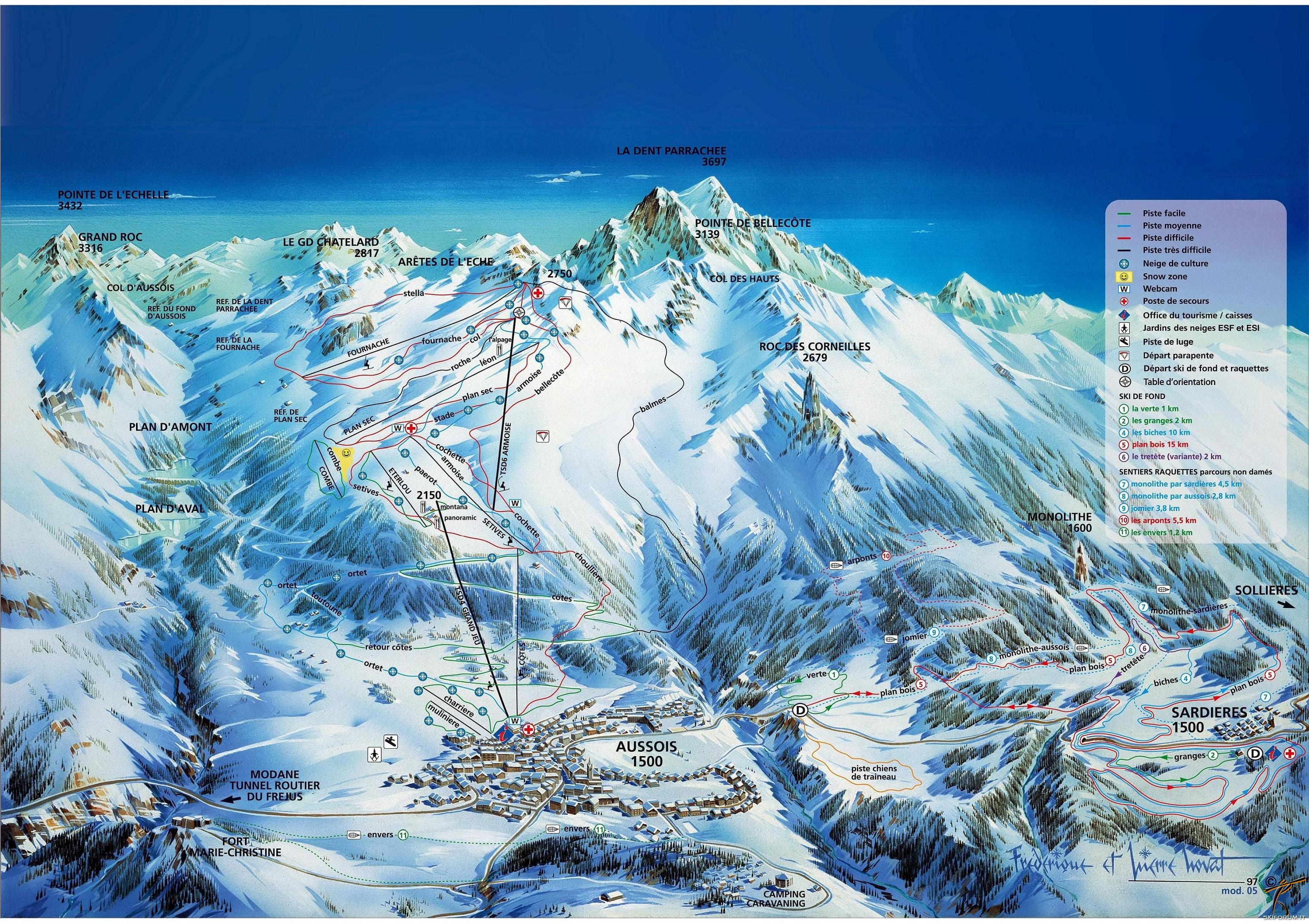 mappa impianti e piste comprensorio Aussois