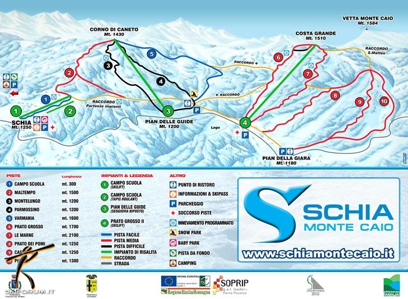 mappa impianti e piste comprensorio Schia - Monte Caio