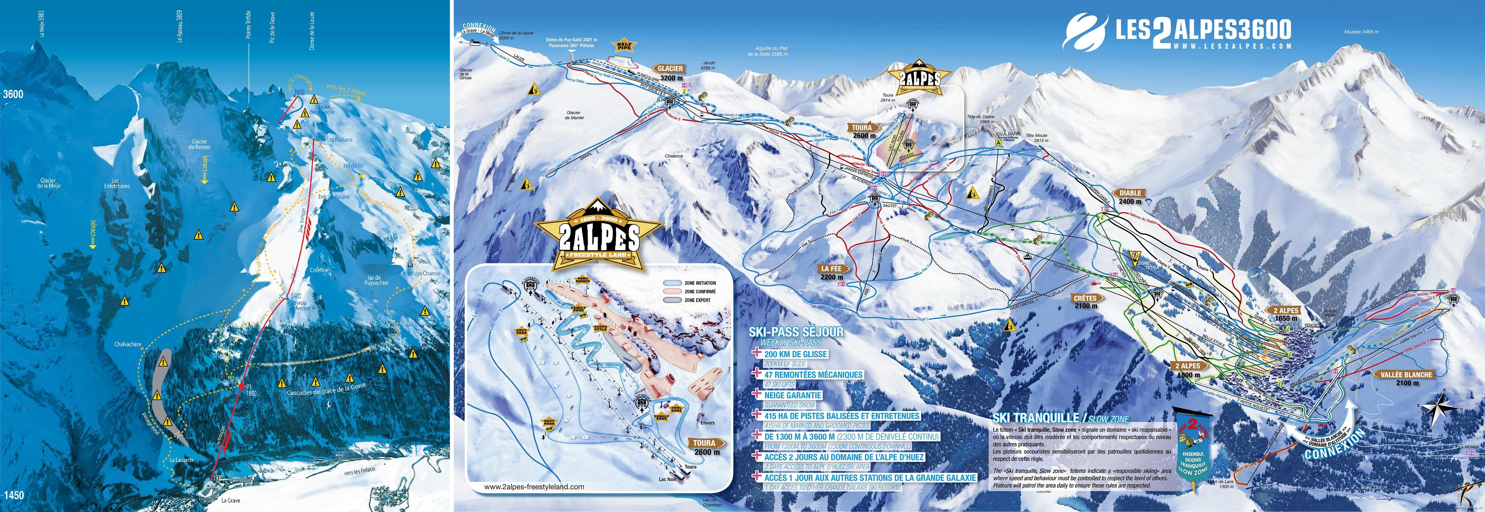 mappa impianti e piste comprensorio Les Deux Alpes