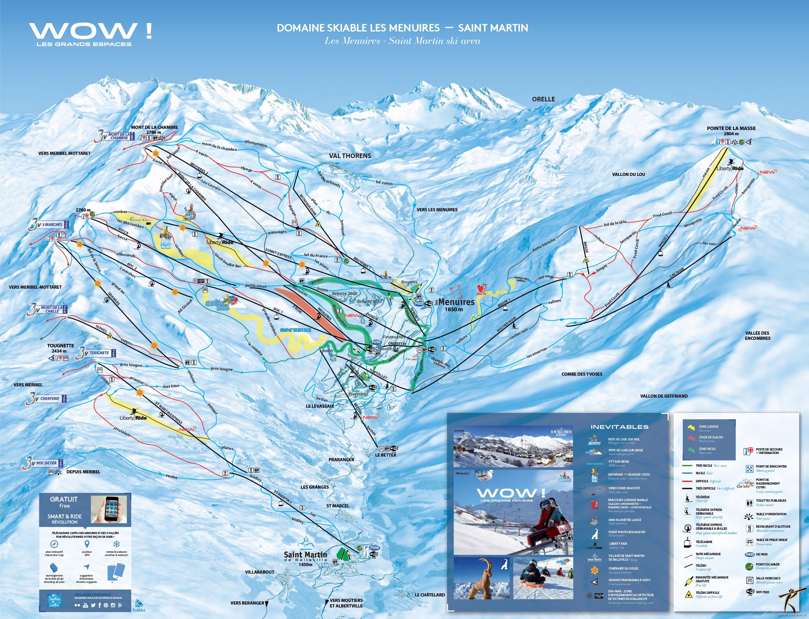 mappa impianti e piste comprensorio Les Menuires