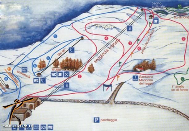 mappa impianti e piste comprensorio Eremo Monte Carpegna