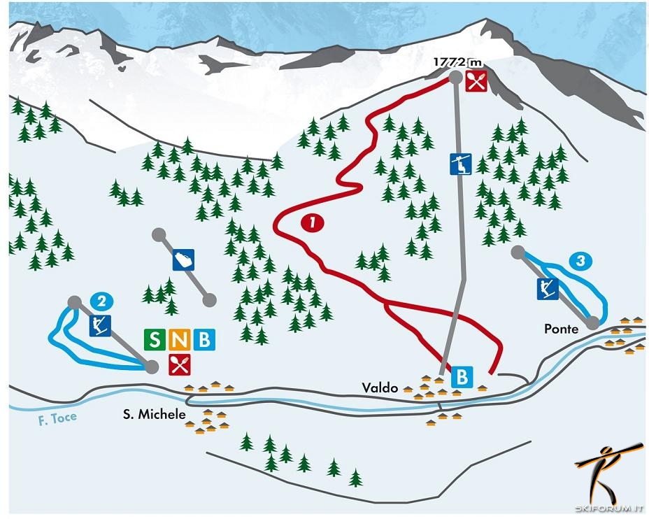 mappa impianti e piste comprensorio Val Formazza