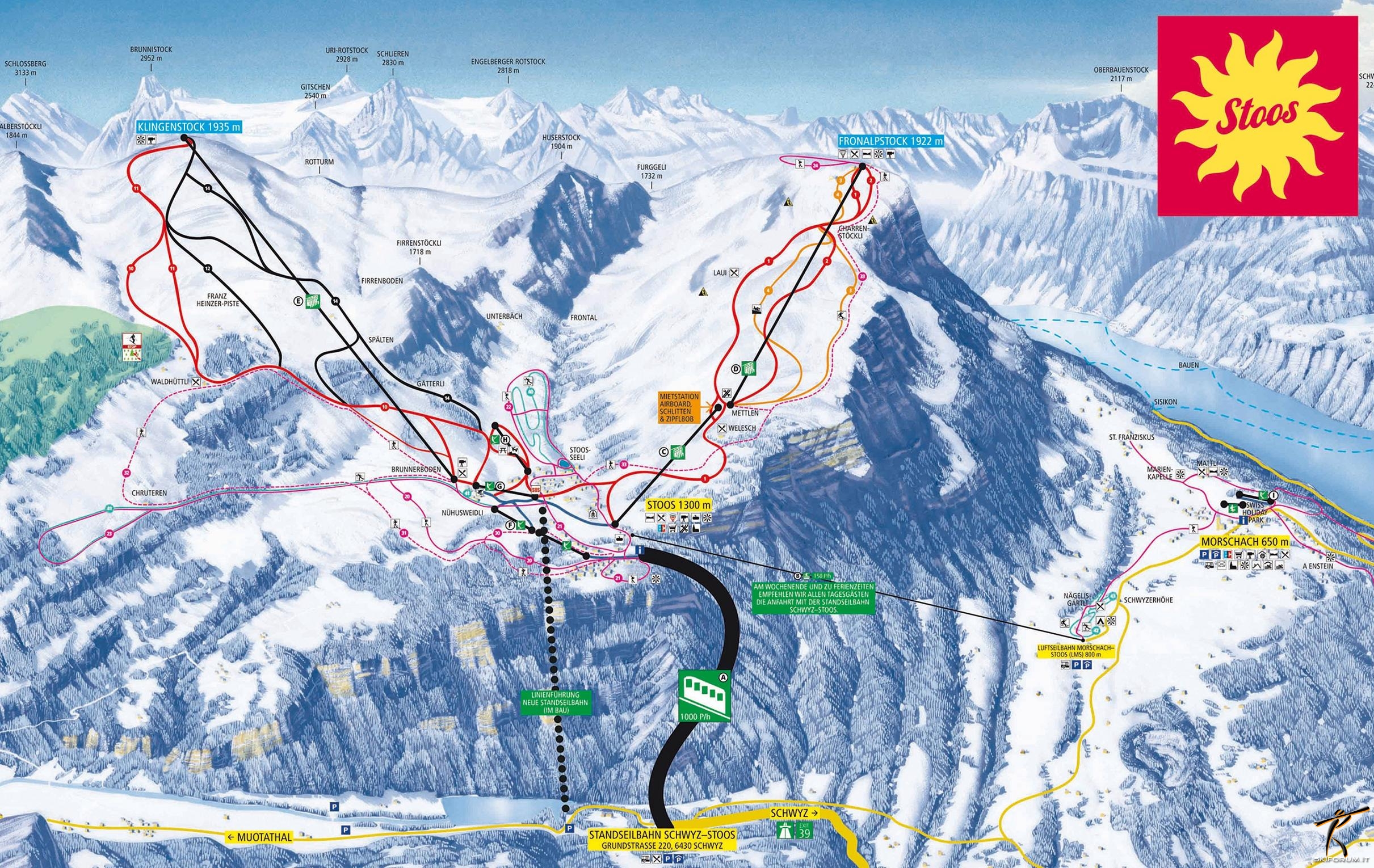 mappa impianti e piste comprensorio Stoos - Fronalpstock