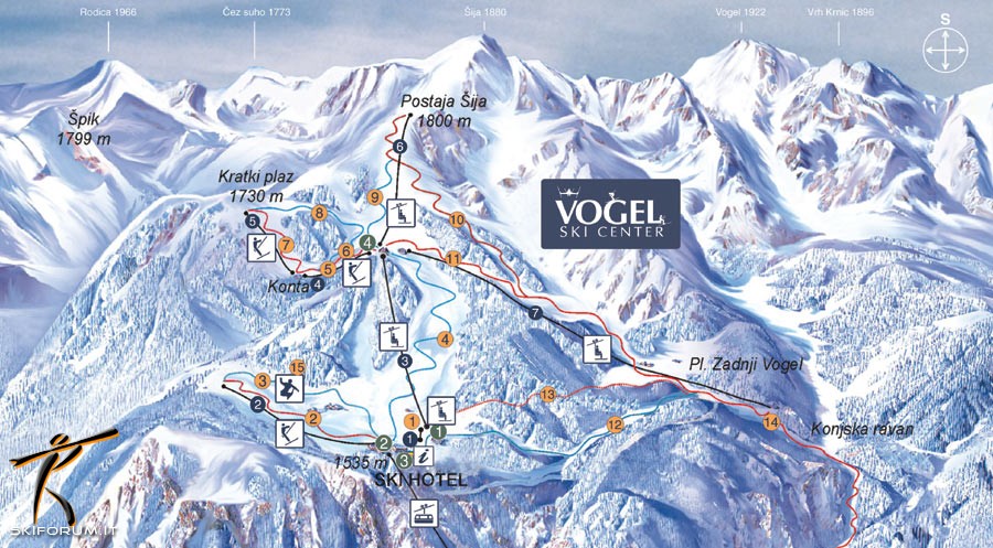 mappa impianti e piste comprensorio Vogel