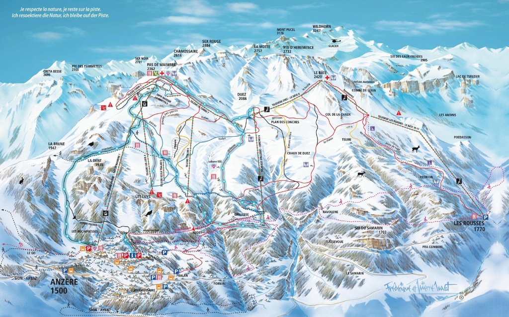 mappa impianti e piste comprensorio Anzère