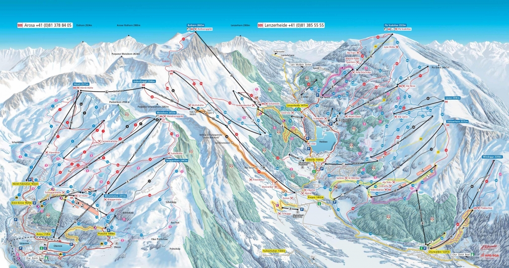 mappa impianti e piste comprensorio Arosa