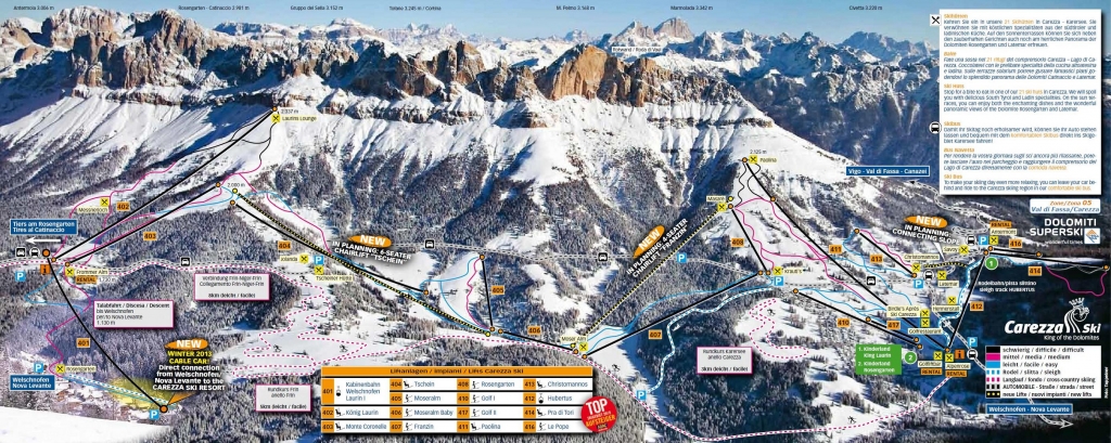 mappa impianti e piste comprensorio Carezza - Passo Costalunga