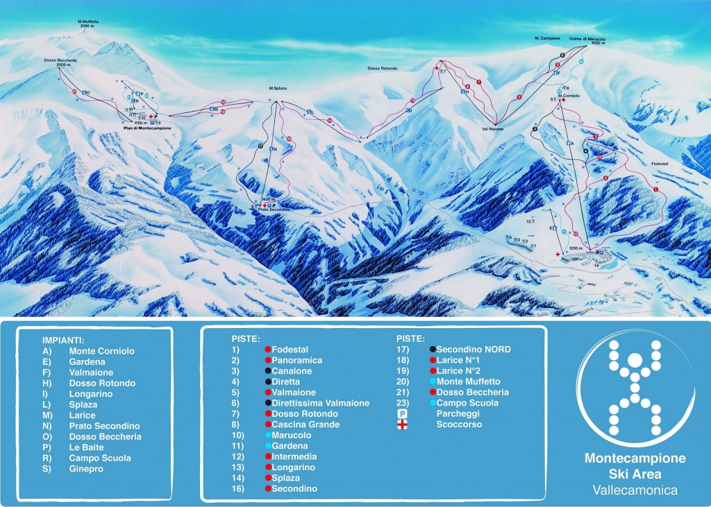 mappa impianti e piste comprensorio Montecampione