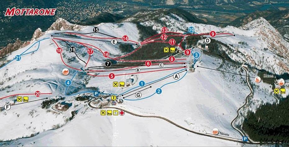 mappa impianti e piste comprensorio Mottarone