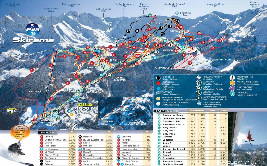 mappa impianti e piste comprensorio Pila