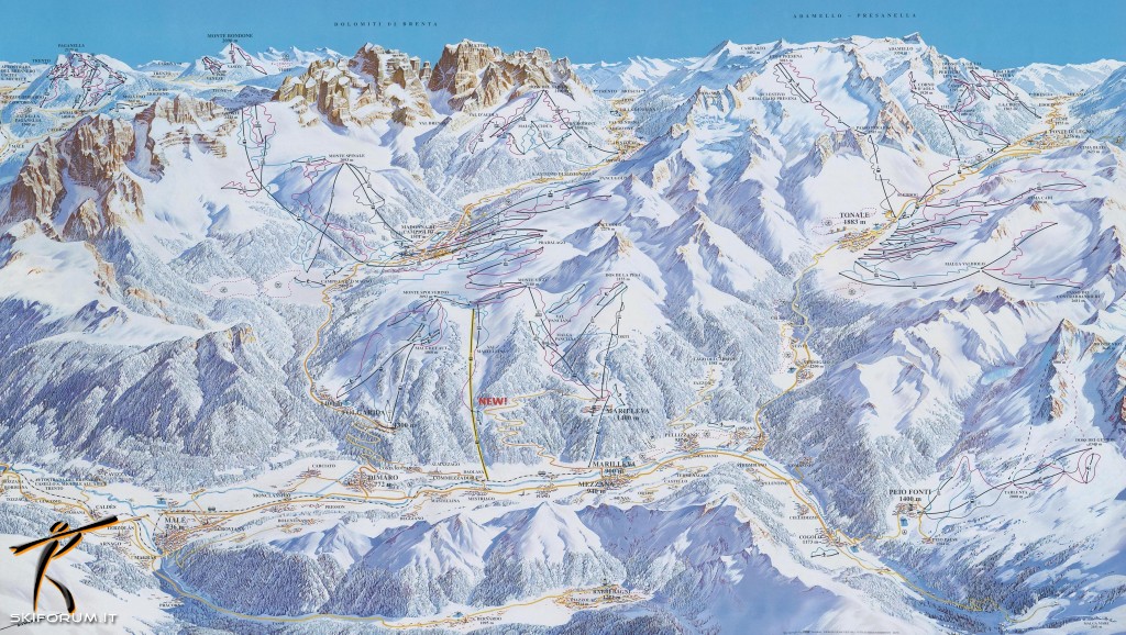mappa impianti e piste comprensorio Pinzolo