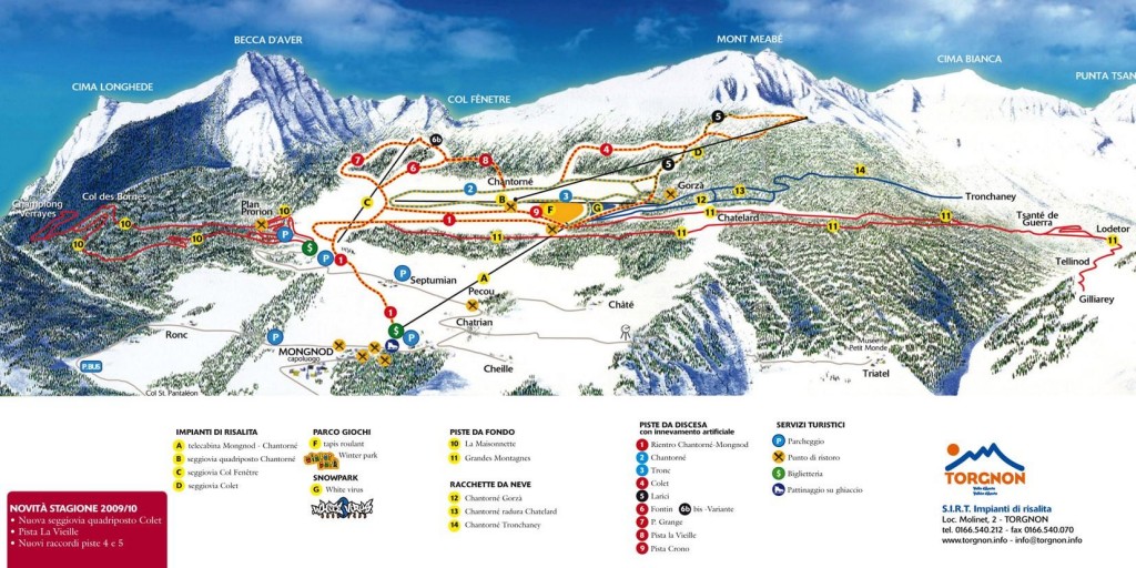 mappa impianti e piste comprensorio Torgnon
