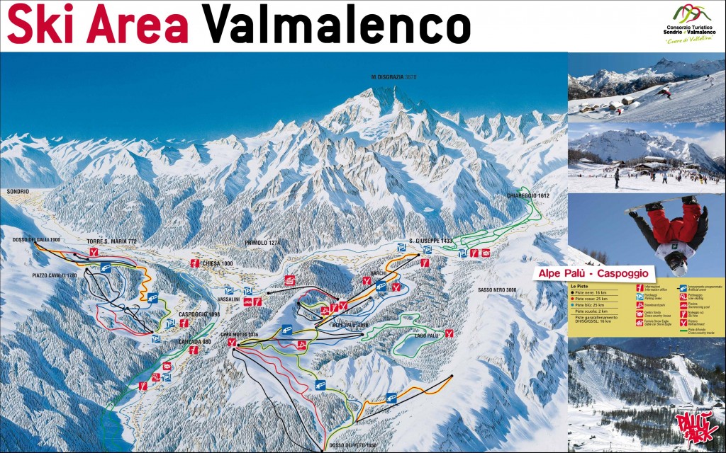 mappa impianti e piste comprensorio Chiesa in Val Malenco - Caspoggio