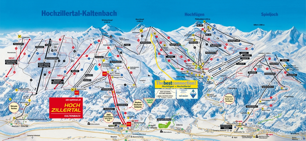 mappa impianti e piste comprensorio Zillertal - Fugen