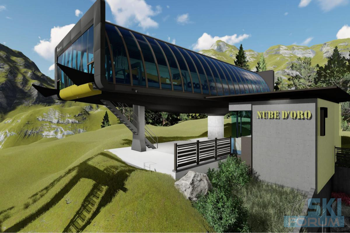 Rendering stazione a monte Nube d'Oro - Madonna di Camp