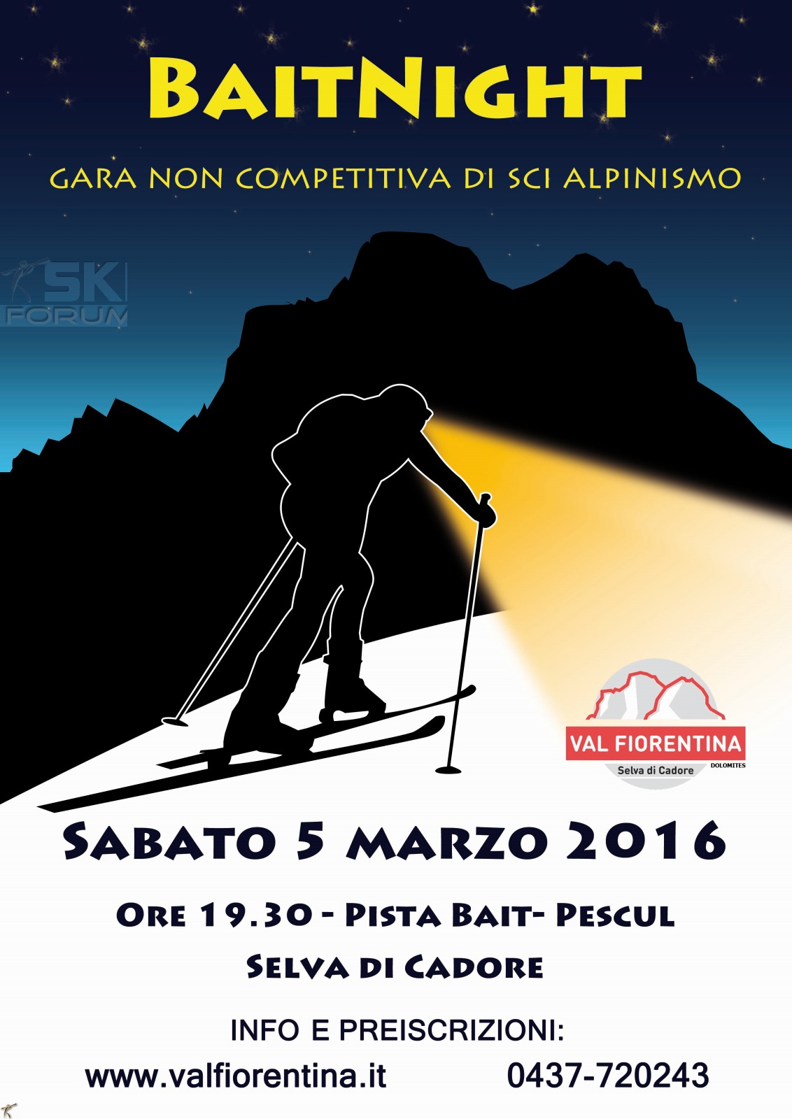 Prima edizione della Bait Night, gara di scialpinismo in notturna