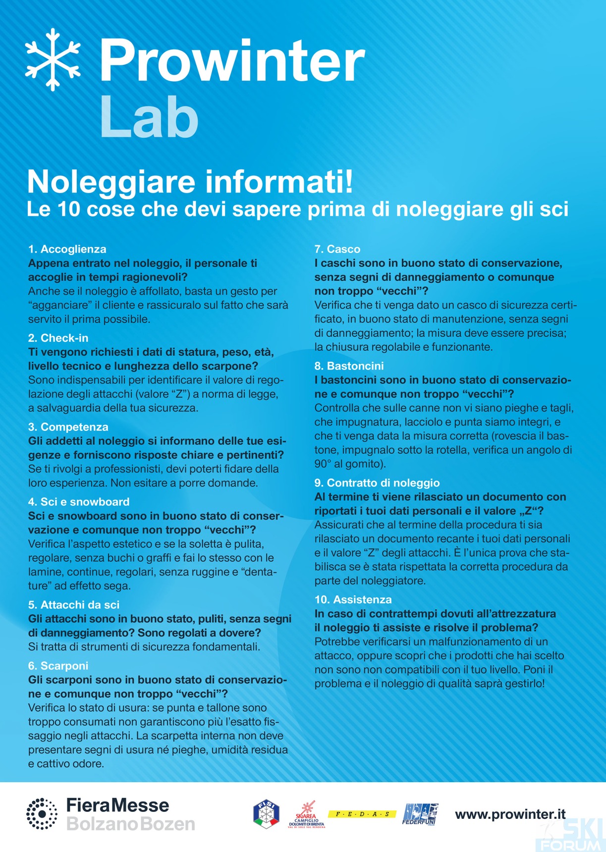 Il Decalogo del Noleggio sci: le 10 cose da sapere prima di noleggiare l’attrezzatura
